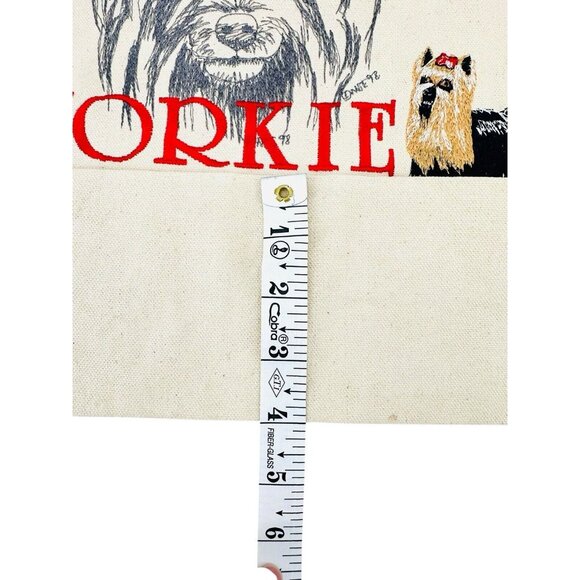 Handmade Embroidered Yorkie Yorkshire Terrier Dog Breed Tote Bag Natural Canvas - Picture 7 of 8